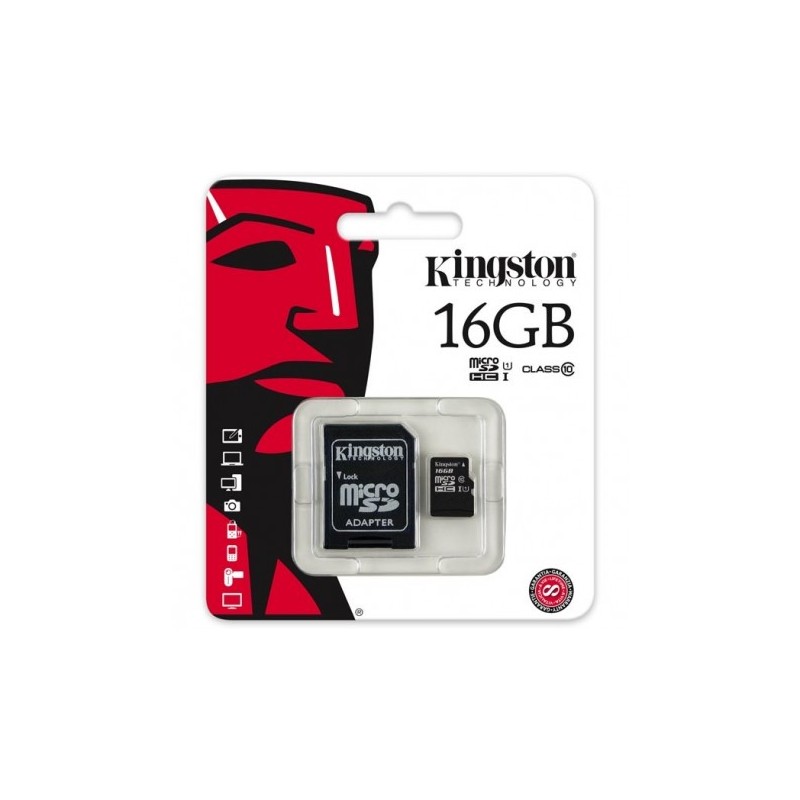 KINGSTON - SDC10/16GB -MICROSDHC CLASSE 10 FLASH CARD + ADATTATORE