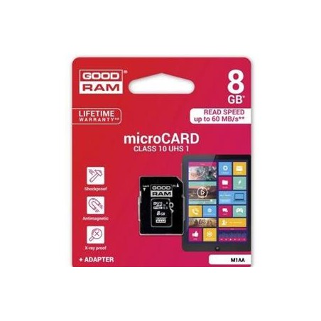 microSD 8GB CARD class 10 UHS I + adapter - retail blister