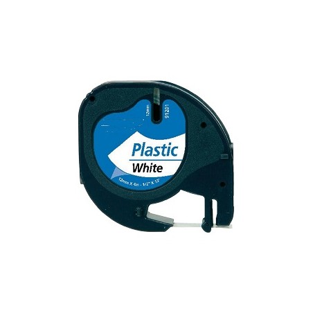 NASTRO NERO SU BIANCO PLASTIFICATO 12mmX4m PER DYMO Letratag 2000, LT100H, QX50 S0721660