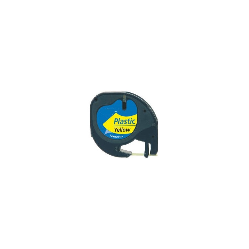 NASTRO NERO SU GIALLO PLASTIFICATO 12mmX4m PER DYMO Letratag 2000, LT100H, QX50 S0721670