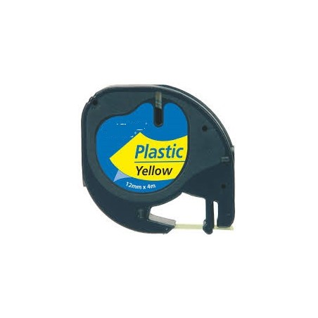 NASTRO NERO SU GIALLO PLASTIFICATO 12mmX4m PER DYMO Letratag 2000, LT100H, QX50 S0721670