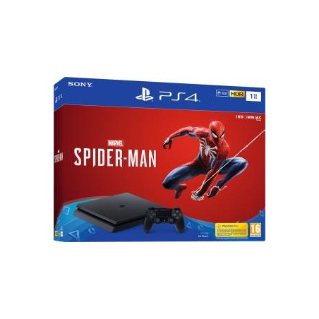 PS4 Console 1TB E Chassis Slim Black + Marvel\'s Spider-Man
