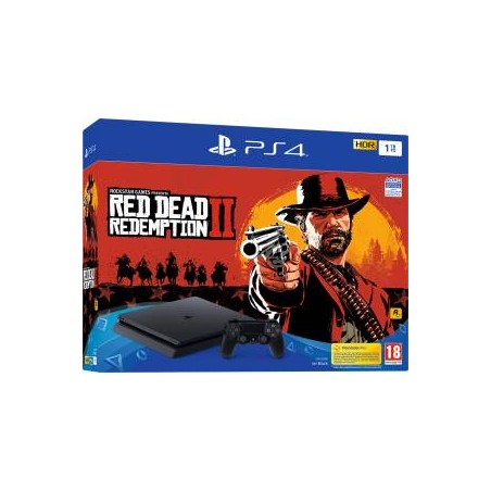 PS4 Console 1TB F Chassis Slim Black + Red Dead Redemption 2