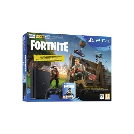 PS4 Console 500GB F Chassis Slim Black + Fortnite VCH