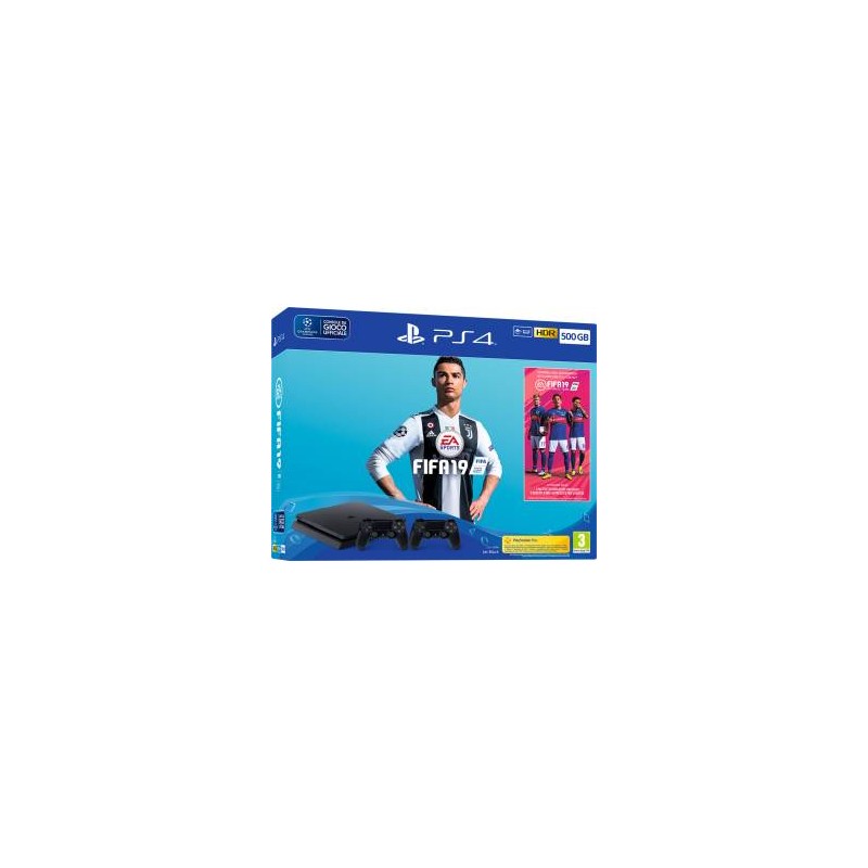 PS4 Console 500GB F ChassisSlim Black + Fifa 19 + 2 DS4 V2 * PS4 Console 500GB F ChassisSlim Black + Fifa 19 + 2 DS4 V2 *