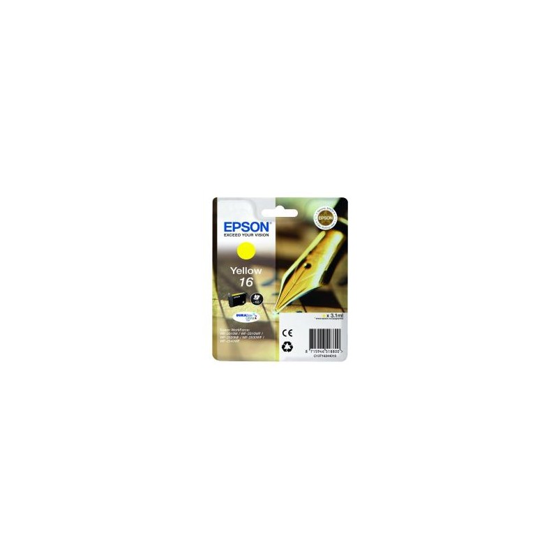 T1624 - 16 - Cartuccia originale Giallo Epson Workforce WF 2010W, WF 2510WF, WF 2520NF, WF 2530WF. codice T16244020. T1624. T1624 - 16 - Cartuccia originale Giallo Epson Workforce WF 2010W, WF 2510WF, WF 2520NF, WF 2530WF. codice T16244020. T1624.