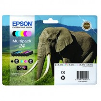 T2428 - MultiPack originale Epson 24: Set composto da n. 6 cartucce: n. 1 T2421 + n. 1 T2422 + n. 1 T2423 + n. 1 T2424 + n. 1 T2