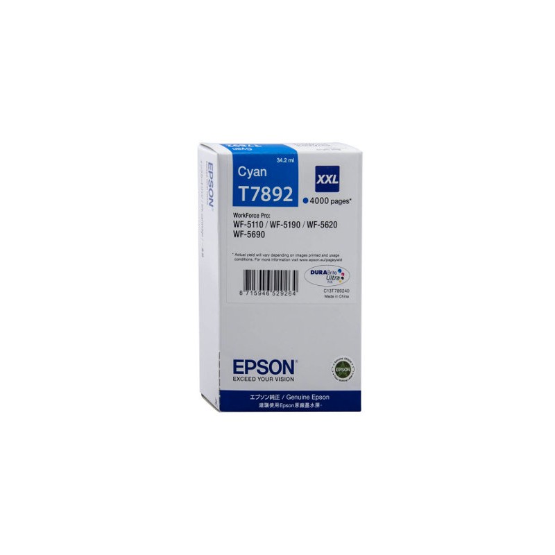 T7892 - 79XL - Cartuccia originale Ciano Epson Workforcepro WF4630DWF, WF4640DTWF, WF5110DW T7892 - 79XL - Cartuccia originale Ciano Epson Workforcepro WF4630DWF, WF4640DTWF, WF5110DW