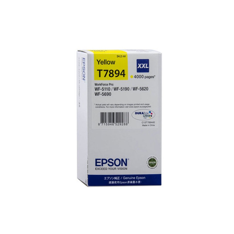 T7894 - 79XL - Cartuccia originale Giallo Epson Workforcepro WF4630DWF, WF4640DTWF, WF5110DW T7894 - 79XL - Cartuccia originale Giallo Epson Workforcepro WF4630DWF, WF4640DTWF, WF5110DW
