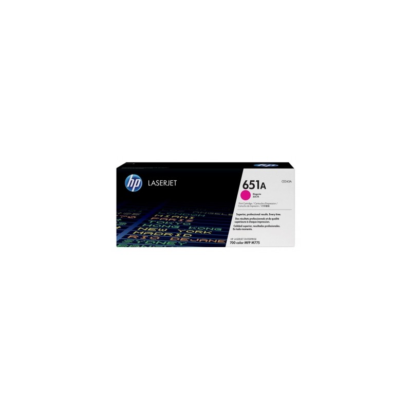 CE343A - 651A - TONER ORIGINALE MAGENTA HP ENTERPRISE COLOR M775DN, 775F, 775Z, 775Z+. CE343A - 651A - TONER ORIGINALE MAGENTA HP ENTERPRISE COLOR M775DN, 775F, 775Z, 775Z+.