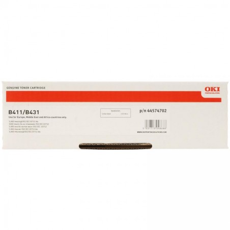 44574702 - Toner originale Nero per Oki B 411D, 411DN, 431DN, 431D. Stampa fino a 3.000 pagine al 5% di copertura.